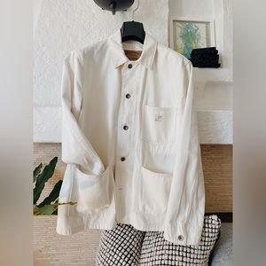 GAP Men’s Ecru White Heavy Cotton Chore Coat/Worker Jacket (M)